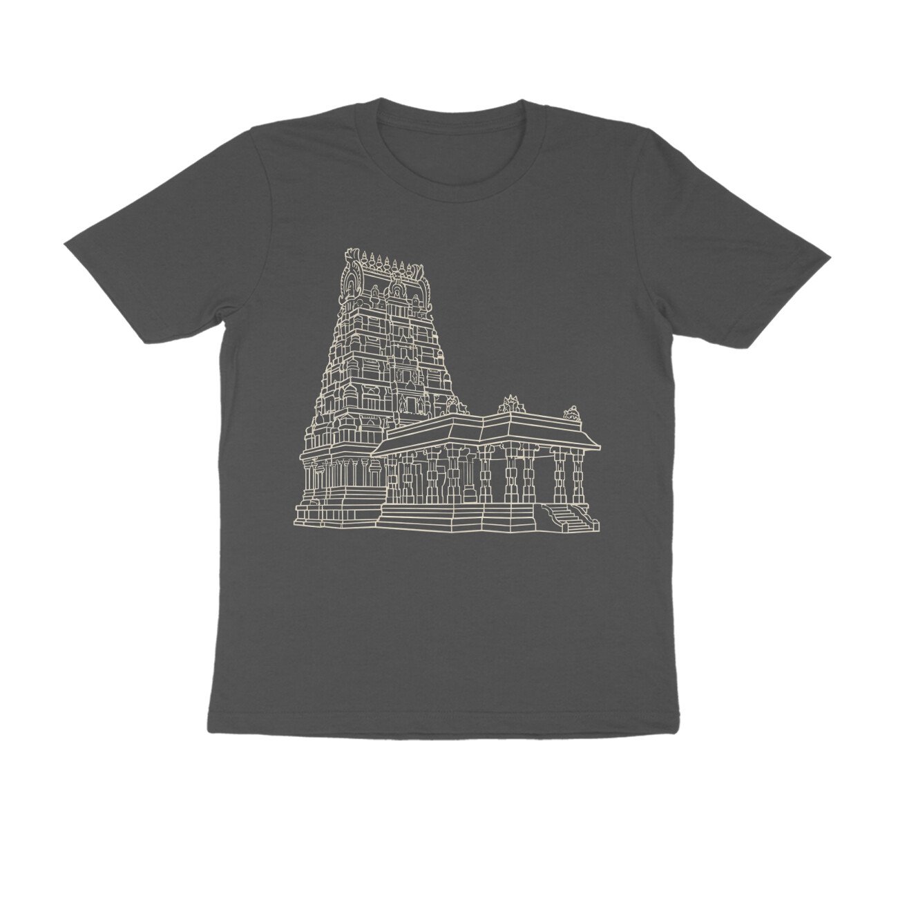 Temple Architecture Lineart T-Shirt - ancient temple Shikhara Mandala for Spiritual Seekers - Image 3