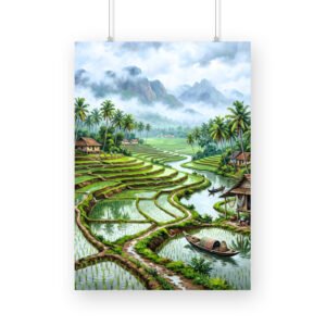 Tamil Nadu Rice Fields Scenery - A3/A4 Framed Poster