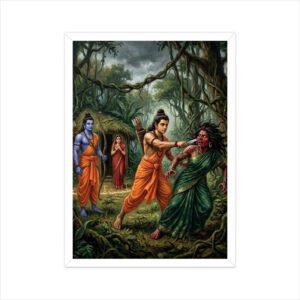 Lakshman Cuts Shurpanakha's Nose - Ramayana Panchavati Scene Framed Poster (A3/A4)