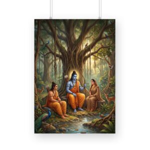 Rama, Sita, and Lakshmana Resting Under Banyan Tree in Panchavati