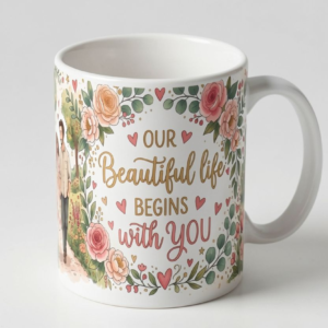 Beautiful Life Begins With You Ceramic Mug - Romantic Love Affirmation for Couples & Anniversaries.