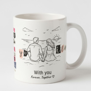 With You Forever Together Ceramic Mug - Eternal Unity Gift for Couples & Anniversaries.