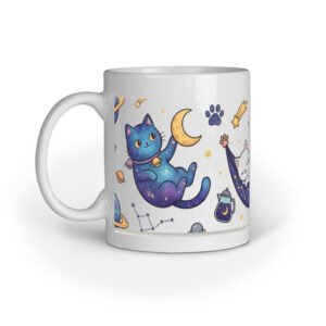 Cute Space Cat Mug Design, Galaxy Cats Coffee Mug, Astronaut Cat Cup, Funny Cat Lover Gift