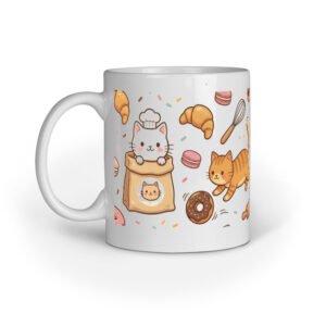 Cute Cat Mug Design, Sweet Cat Lover Coffee Cup, Cat Illustration