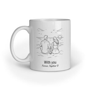 Couple Love at Beach Ceramic Mug - Romantic Seaside Design for Partners & Anniversaries.