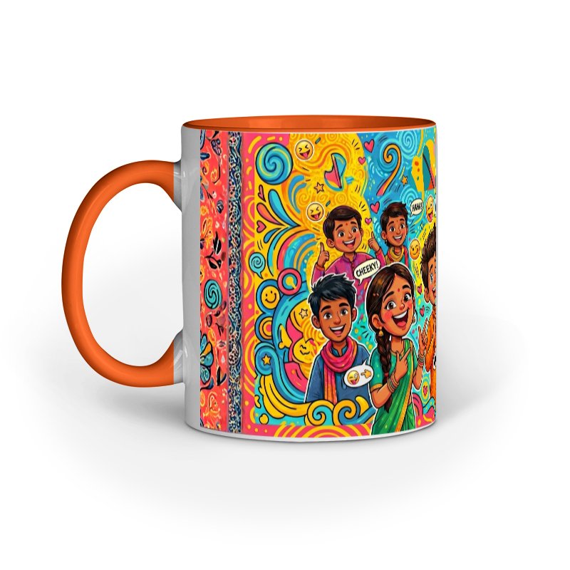 Colorful Indian Kids Celebration Pop Art Mug