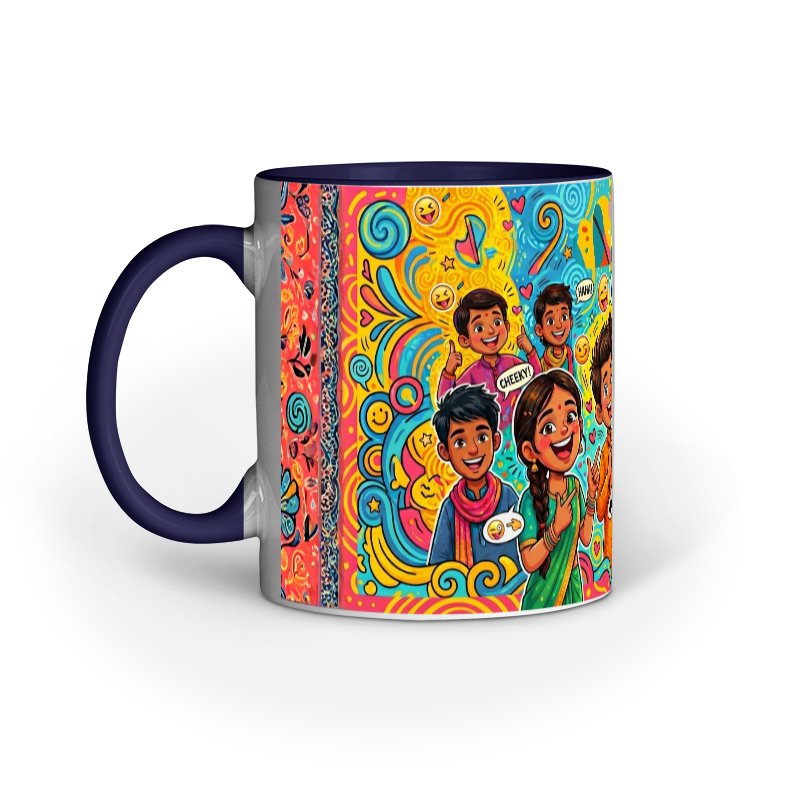 Colorful Indian Kids Celebration Pop Art Mug - Image 6
