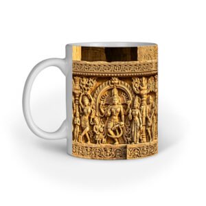 Ancient Temple Relief Art Ceramic Mug | Heritage Indian Design