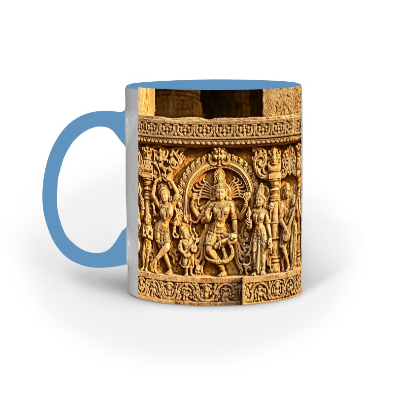 Ancient Temple Relief Art Ceramic Mug | Heritage Indian Design - Image 2