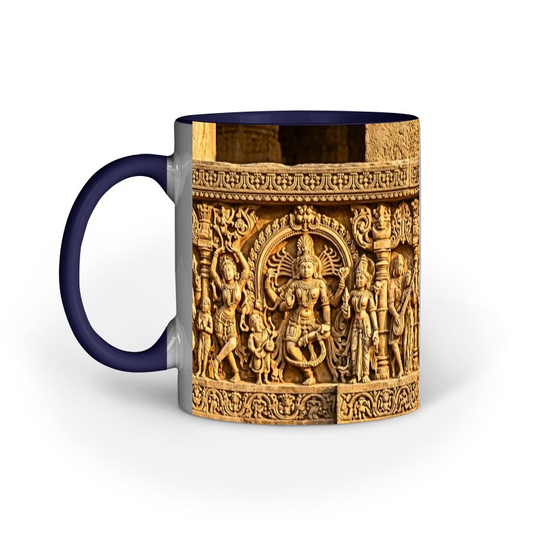Ancient Temple Relief Art Ceramic Mug | Heritage Indian Design - Image 3