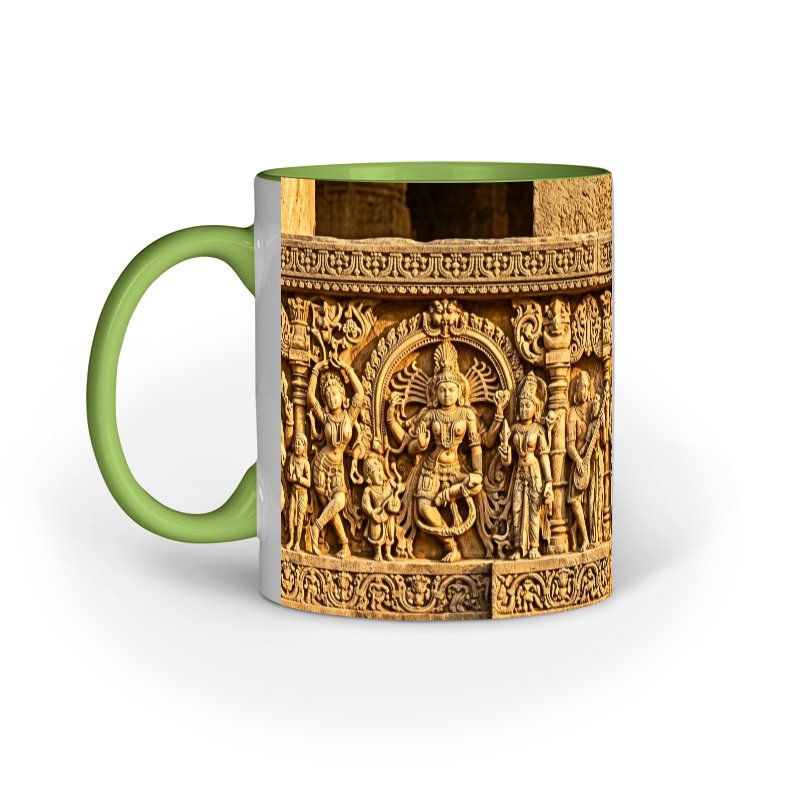 Ancient Temple Relief Art Ceramic Mug | Heritage Indian Design - Image 4