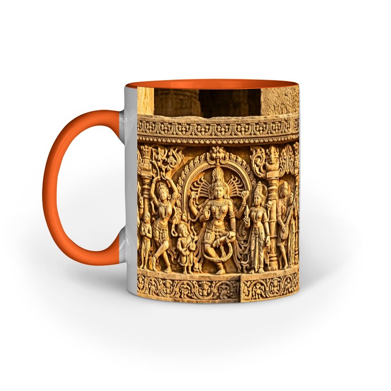 Ancient Temple Relief Art Ceramic Mug | Heritage Indian Design - Image 5