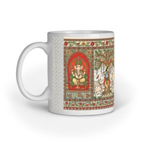 Traditional Indian Folk Art Ceramic Mug | Vibrant Cultural Heritage Design