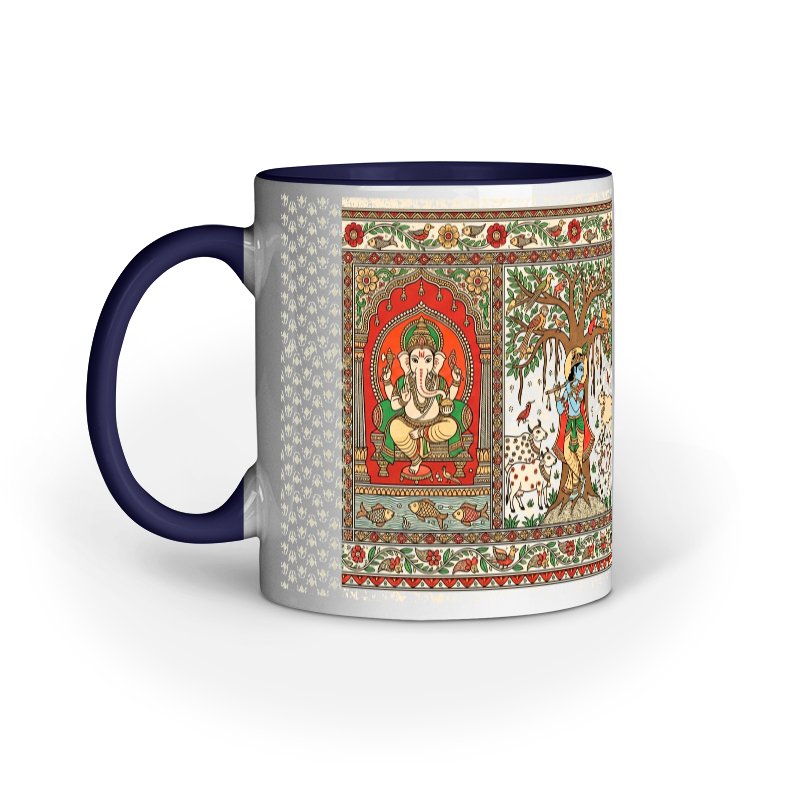 Traditional Indian Folk Art Ceramic Mug | Vibrant Cultural Heritage Design - Image 2