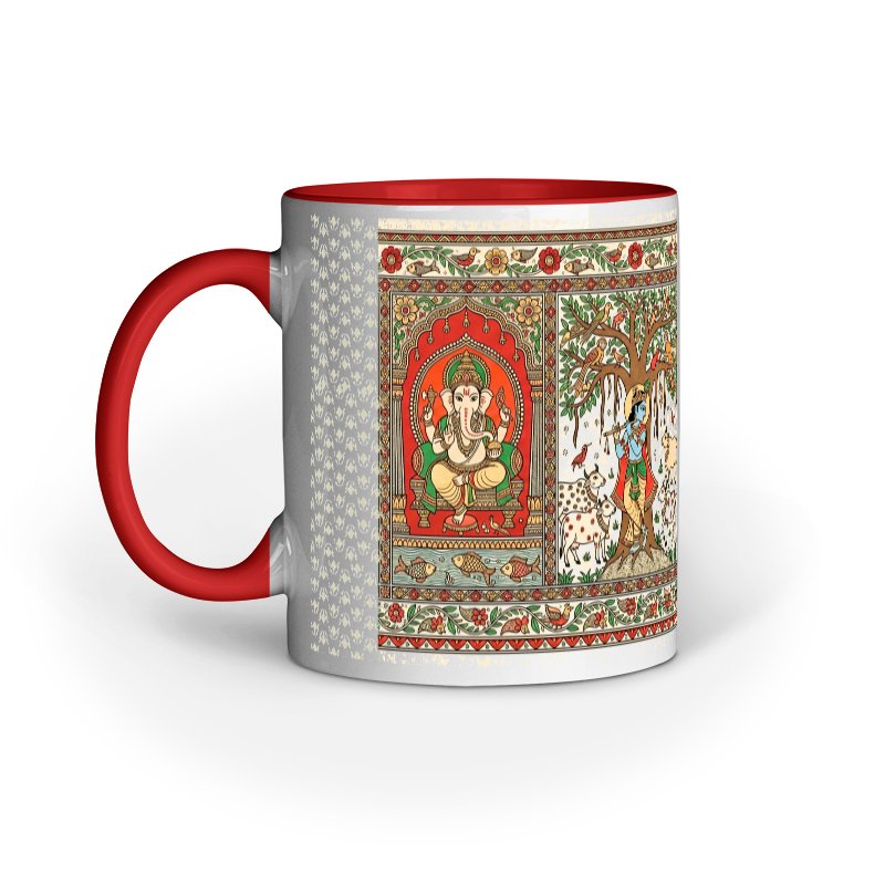 Traditional Indian Folk Art Ceramic Mug | Vibrant Cultural Heritage Design - Image 3