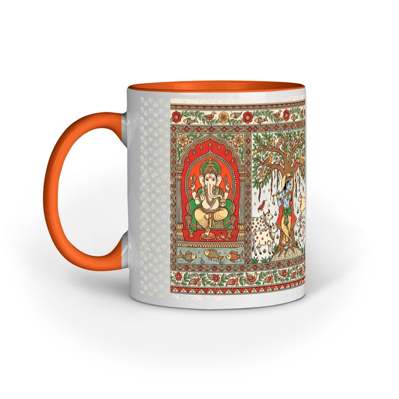 Traditional Indian Folk Art Ceramic Mug | Vibrant Cultural Heritage Design - Image 4