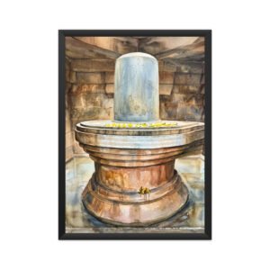 Badavilinga Shiva Linga of Hampi – Sacred Watercolor Painting