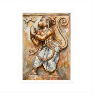 Hanuman Sculpture of Hampi – Shri Ram Bhakti Watercolor Painting